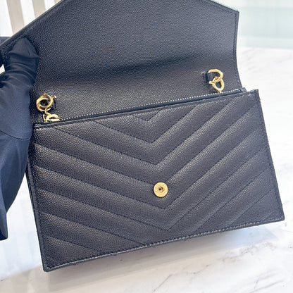 YSL Wallet On Chain Small in Black GHW