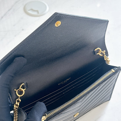 YSL Wallet On Chain Small in Black GHW