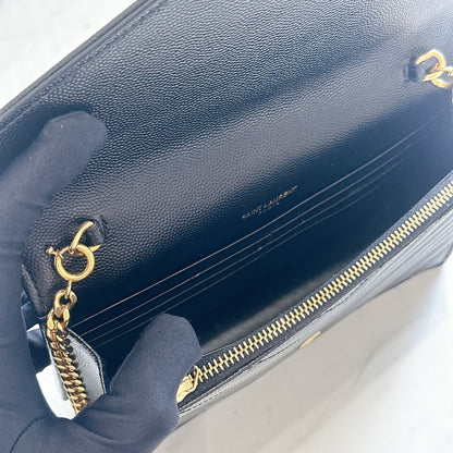 YSL Wallet On Chain Small in Black GHW