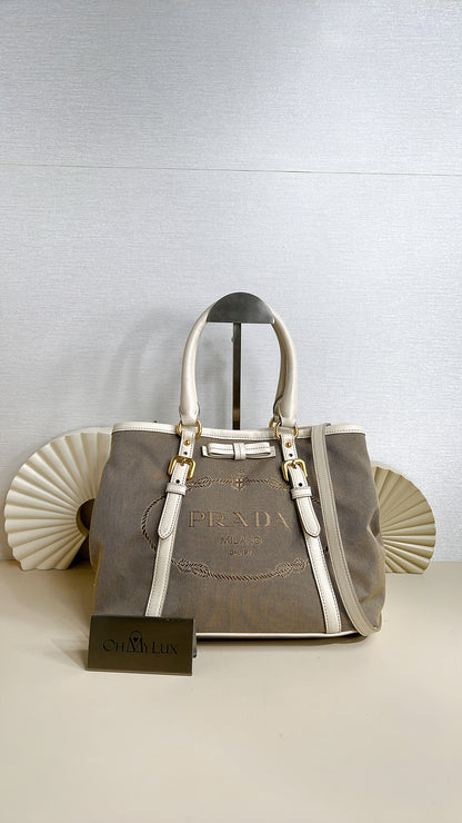 Prada Logo Jacquard Tote Bag