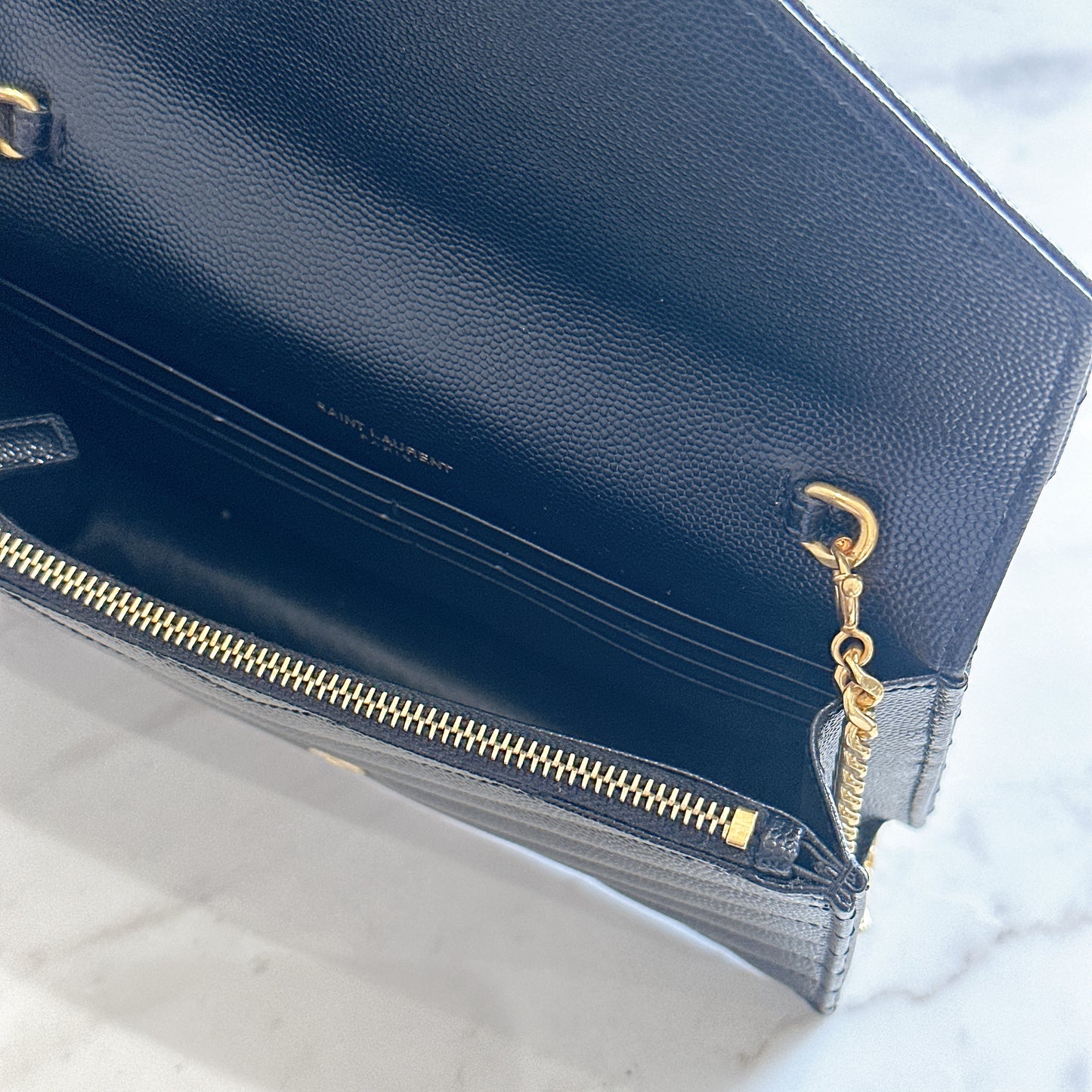 YSL Wallet On Chain Small in Black GHW