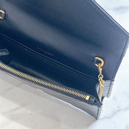 YSL Wallet On Chain Small in Black GHW