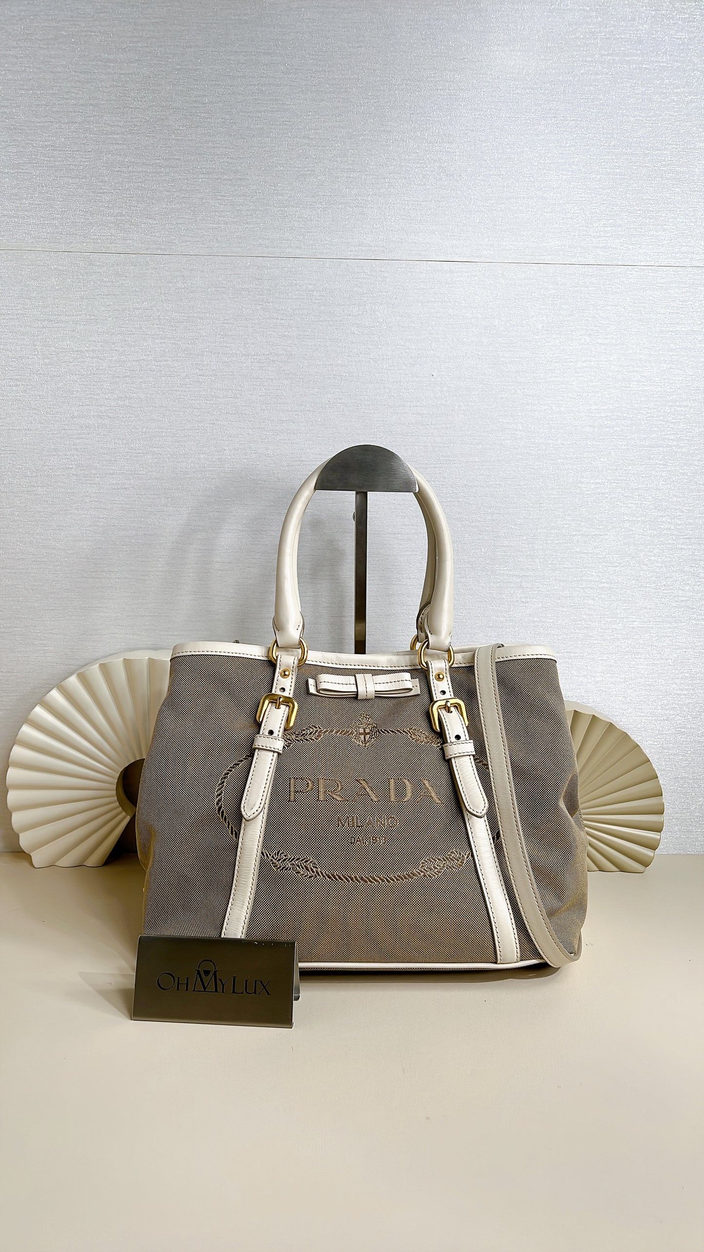 Prada Logo Jacquard Tote Bag
