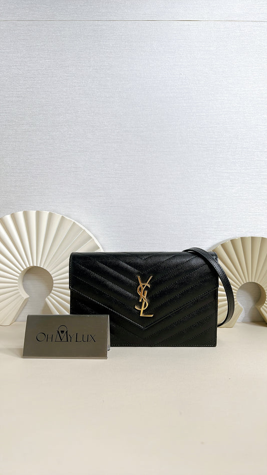 YSL Small Wallet On Chain Black in GHW
