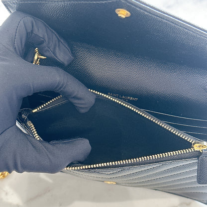 YSL Wallet On Chain Small in Black GHW