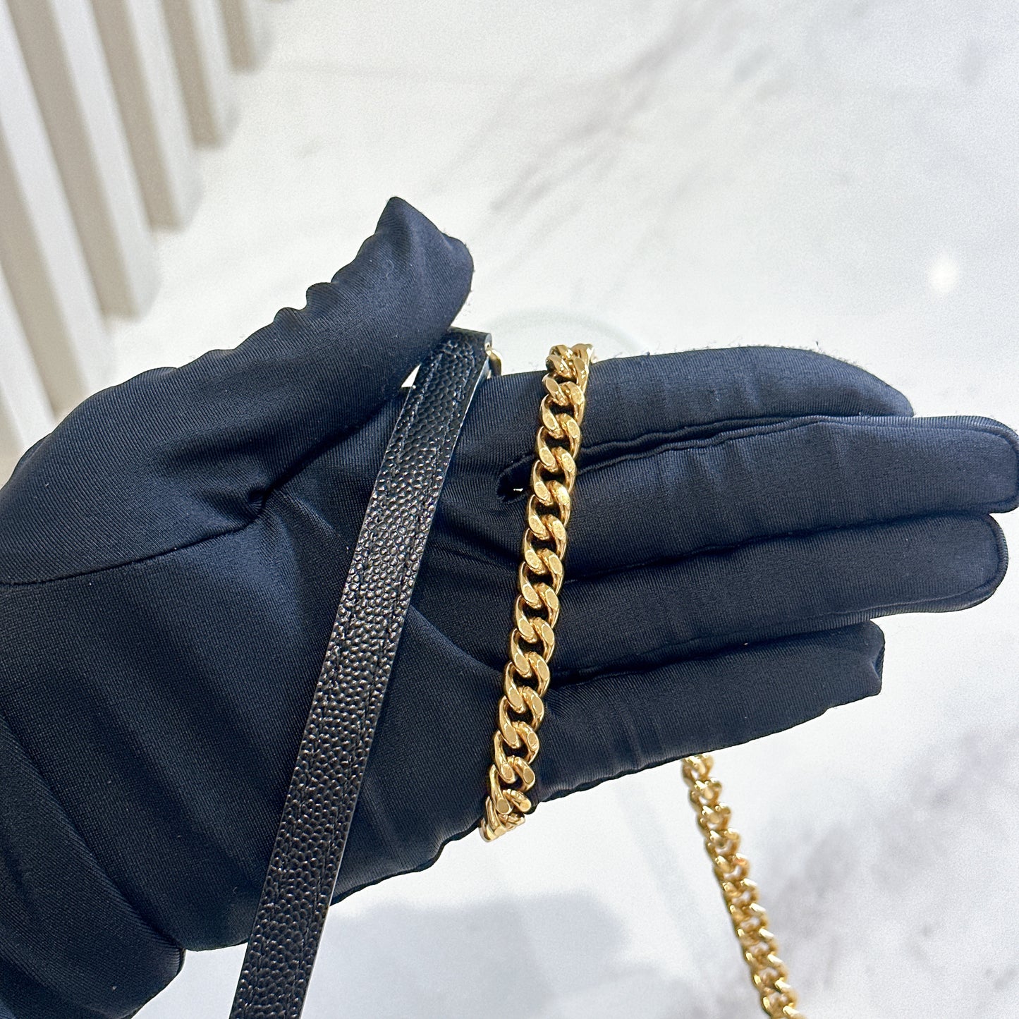 YSL Wallet On Chain Small in Black GHW