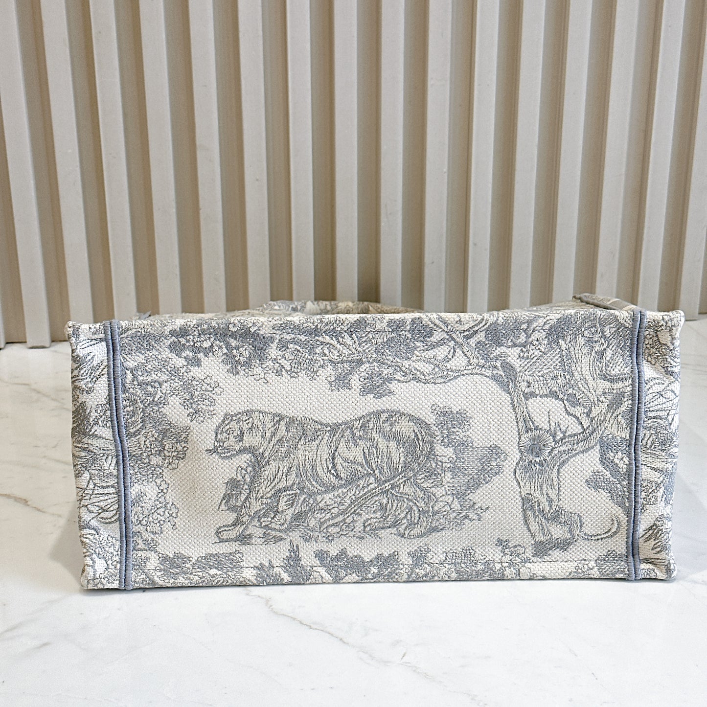 Dior Medium Book Tote in Blue Toile de Jouy Embroidery