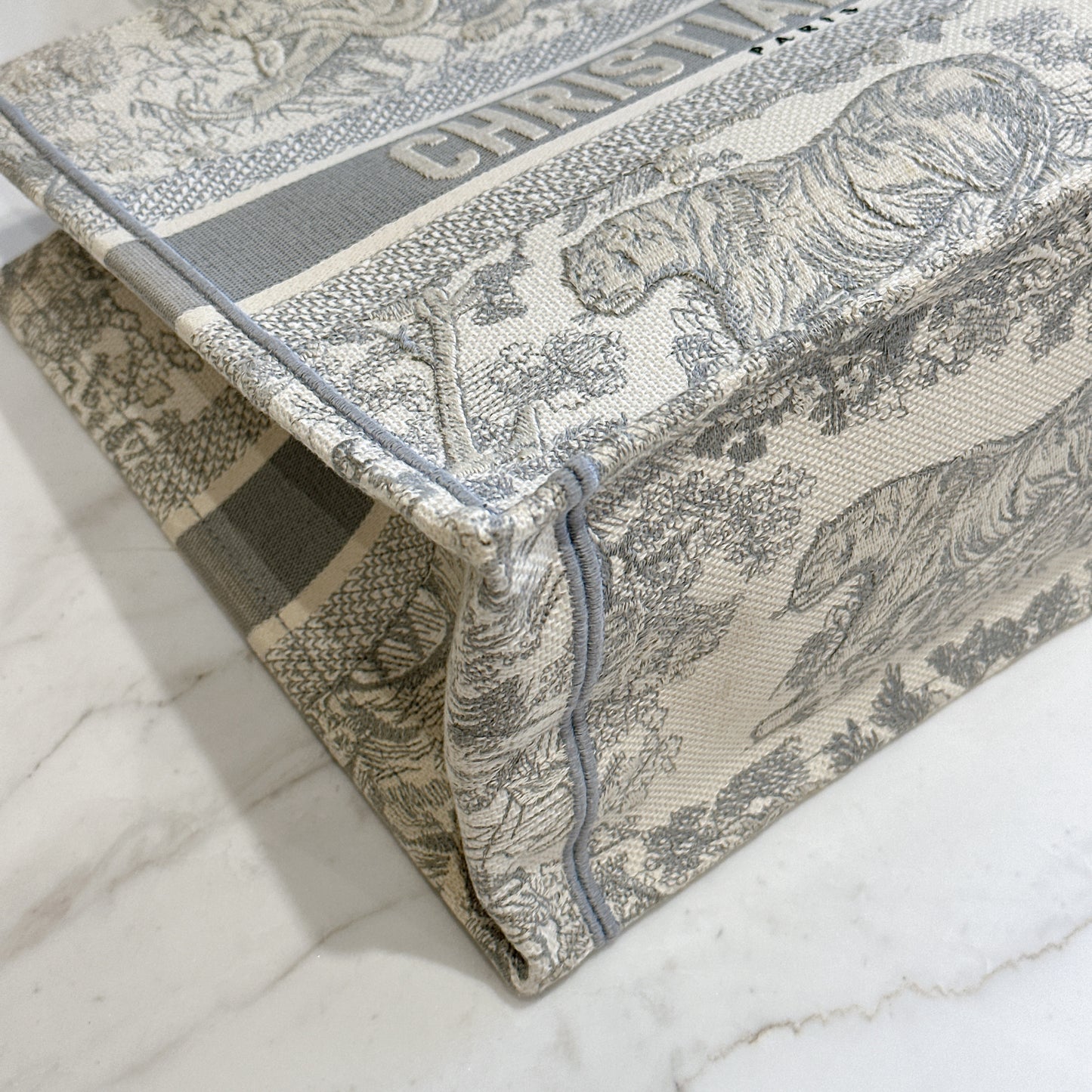 Dior Medium Book Tote in Blue Toile de Jouy Embroidery