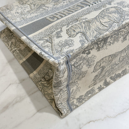 Dior Medium Book Tote in Blue Toile de Jouy Embroidery