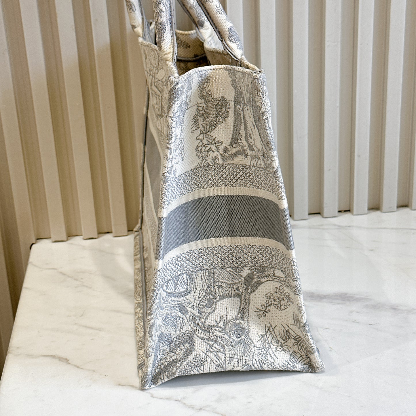 Dior Medium Book Tote in Blue Toile de Jouy Embroidery
