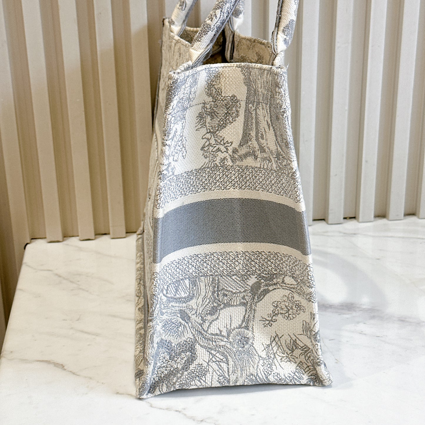 Dior Medium Book Tote in Blue Toile de Jouy Embroidery