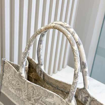 Dior Medium Book Tote in Blue Toile de Jouy Embroidery