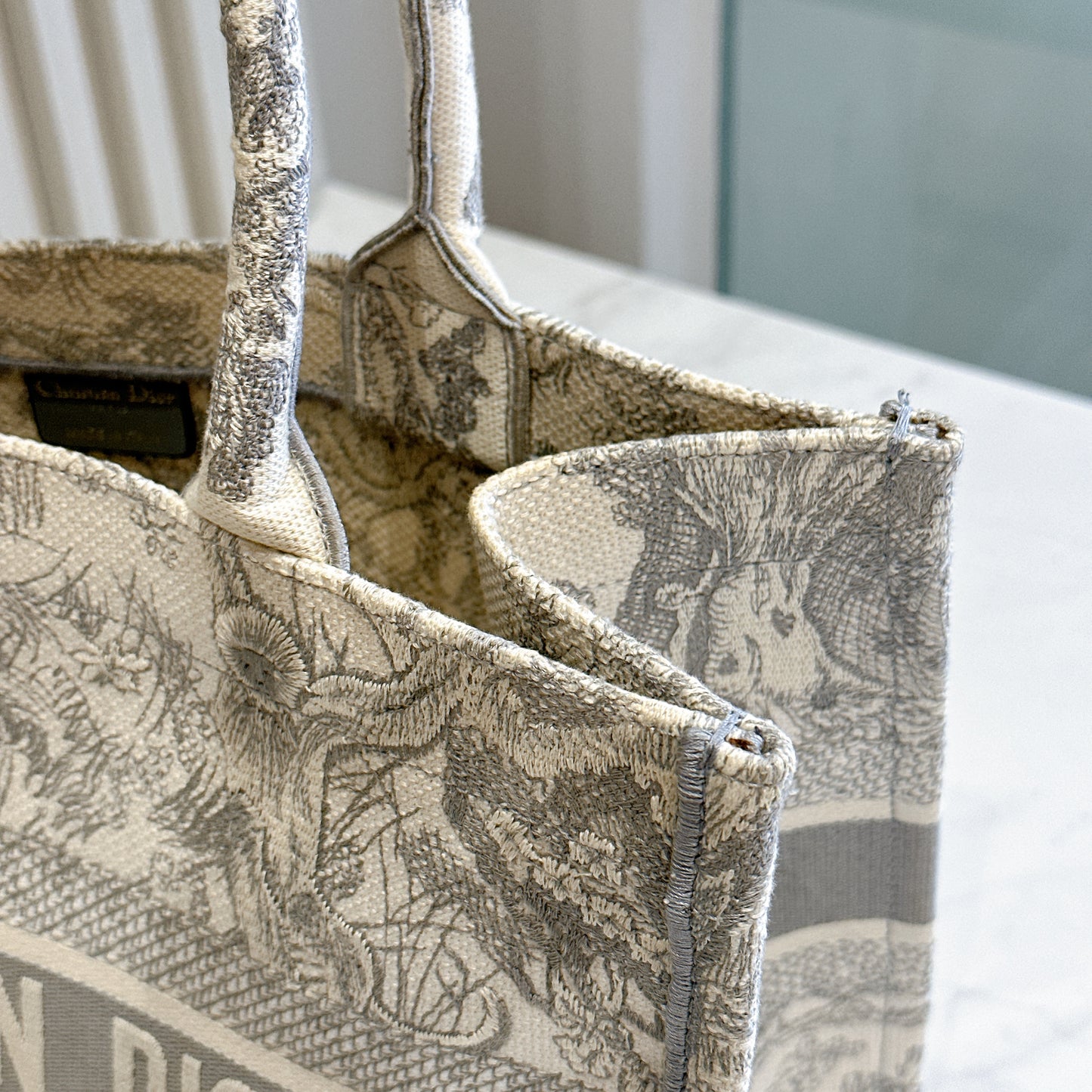 Dior Medium Book Tote in Blue Toile de Jouy Embroidery