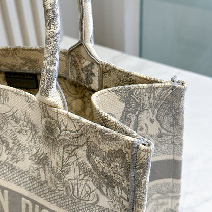 Dior Medium Book Tote in Blue Toile de Jouy Embroidery