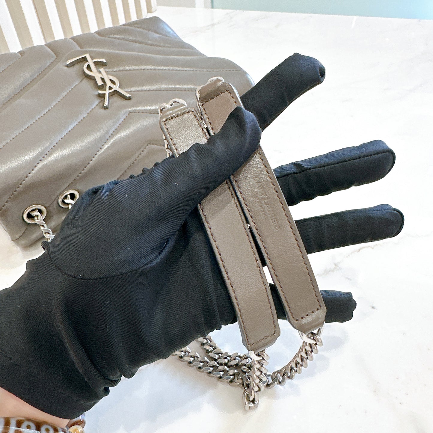 YSL Lou Small In Grey