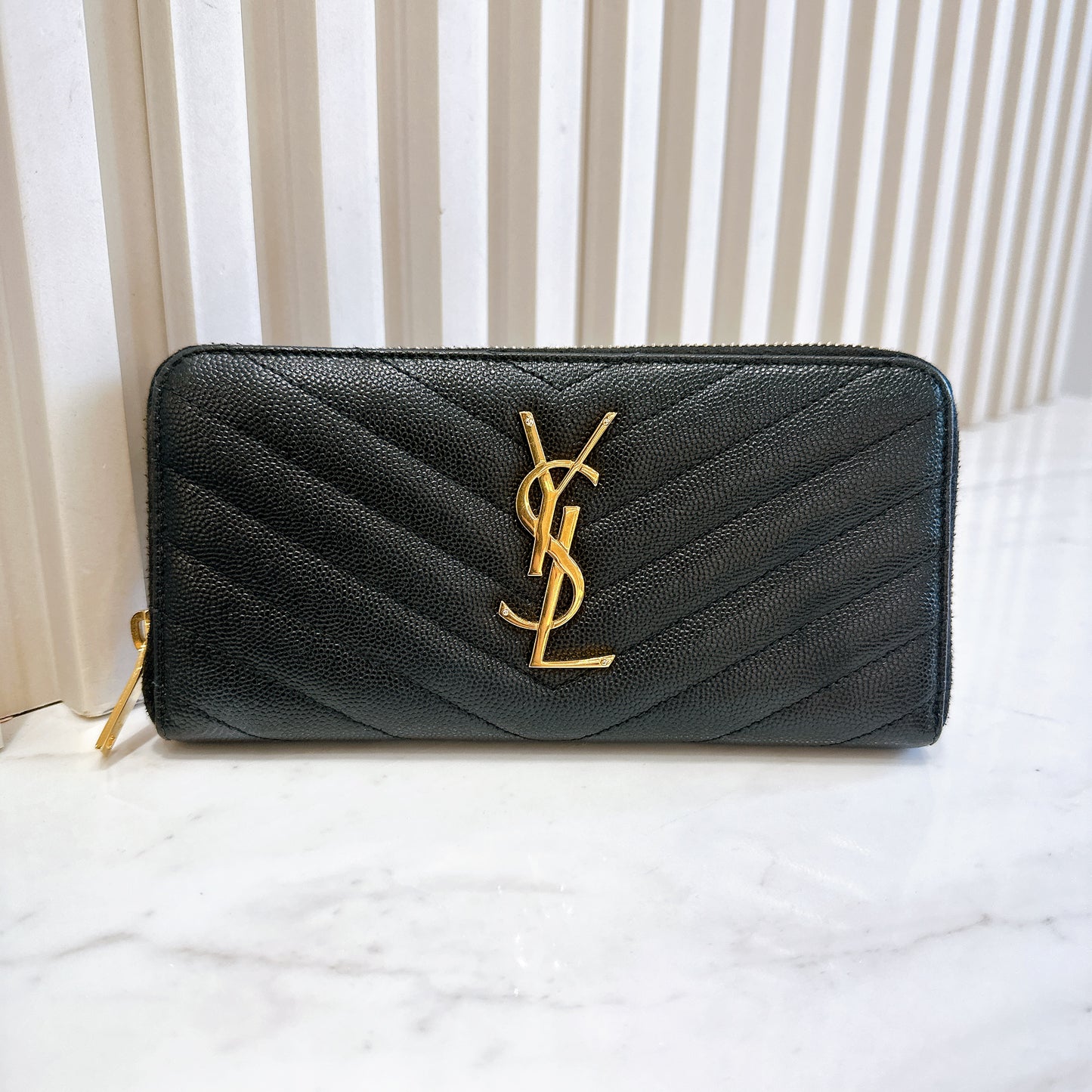 YSL Cassandre Matelasse Zip Around Wallet