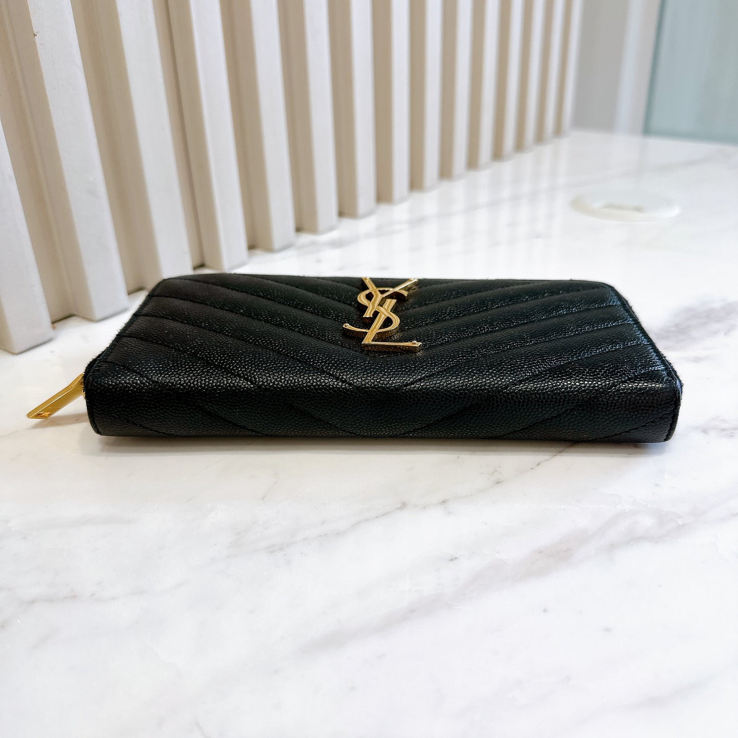 YSL Cassandre Matelasse Zip Around Wallet