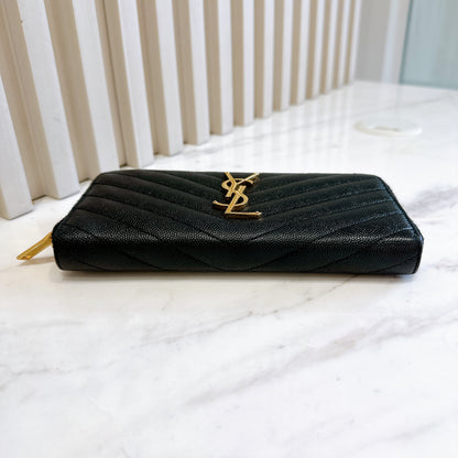 YSL Cassandre Matelasse Zip Around Wallet