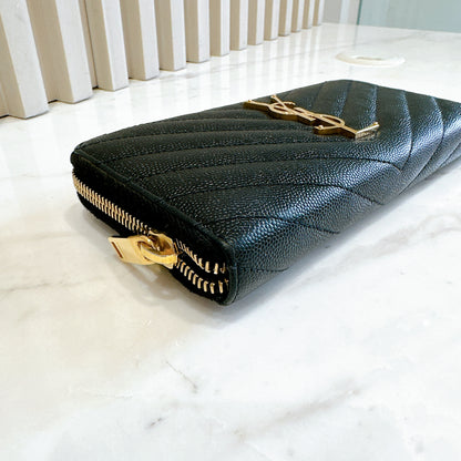 YSL Cassandre Matelasse Zip Around Wallet