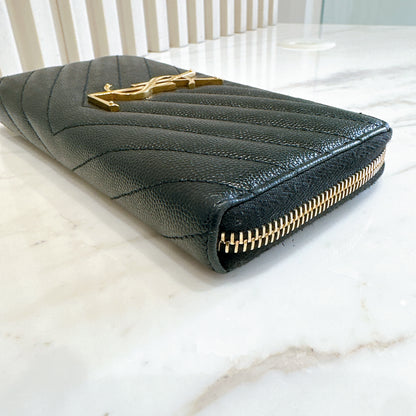 YSL Cassandre Matelasse Zip Around Wallet