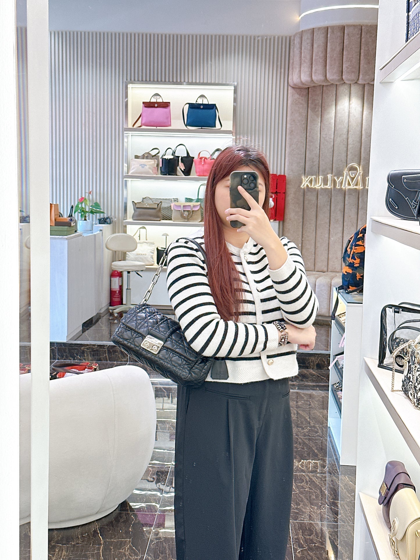 Dior New Lock Cannage Shoulder Bag in Black