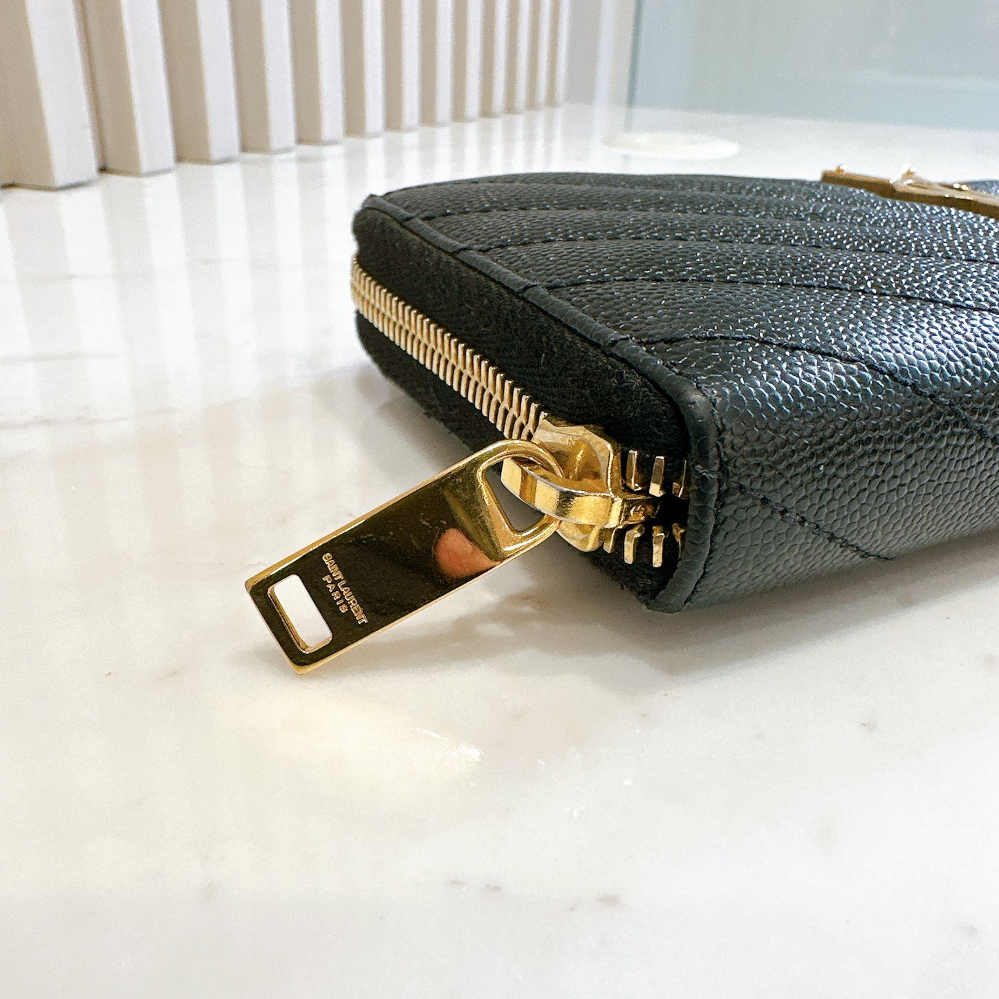 YSL Cassandre Matelasse Zip Around Wallet