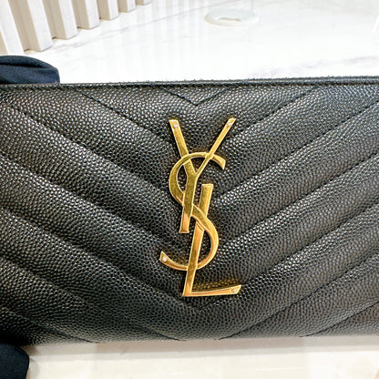 YSL Cassandre Matelasse Zip Around Wallet
