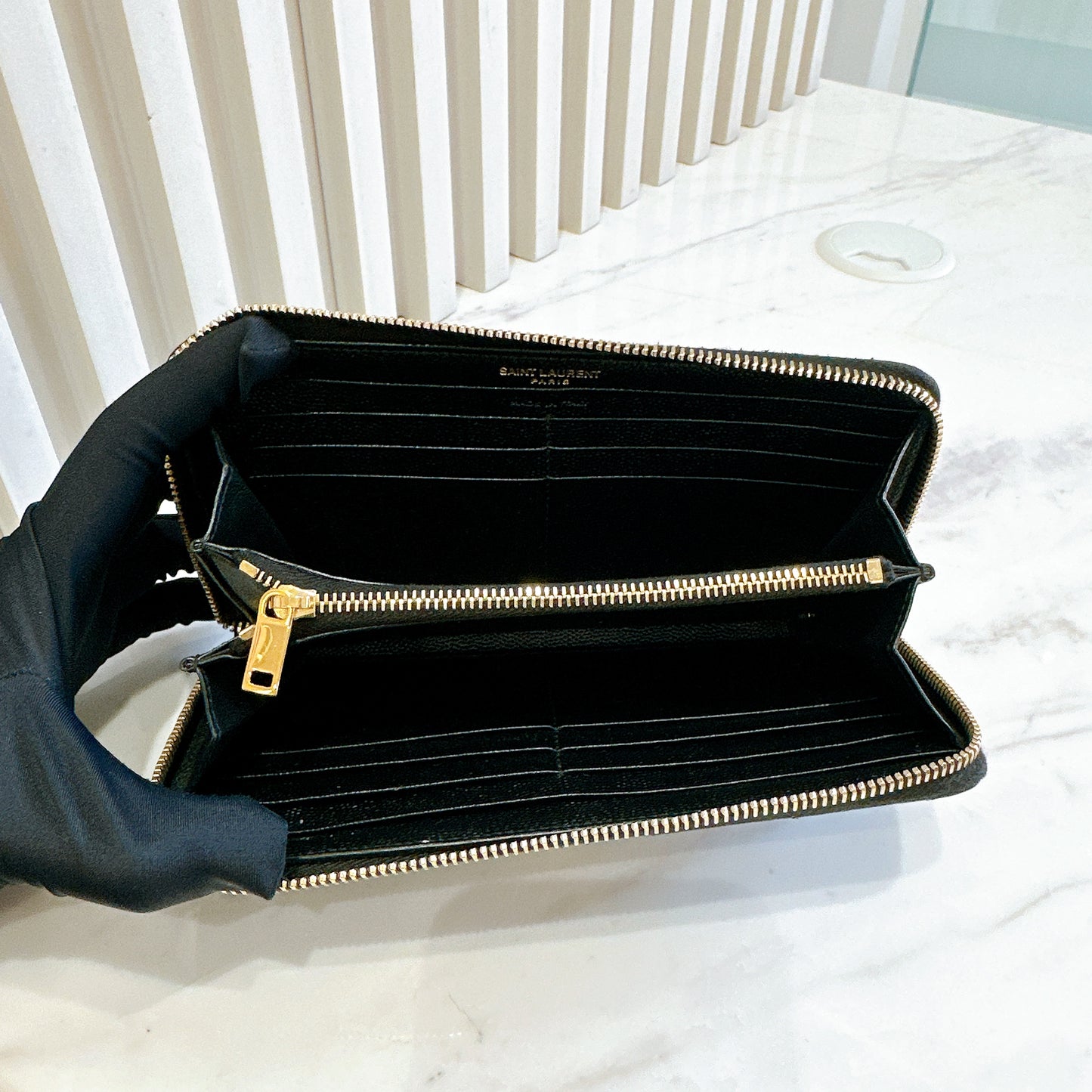 YSL Cassandre Matelasse Zip Around Wallet
