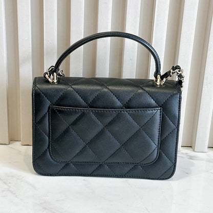 Chanel 21B Top Handle Quilted Black Flap Bag