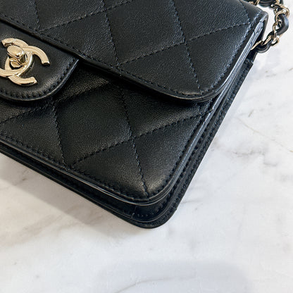 Chanel 21B Top Handle Quilted Black Flap Bag