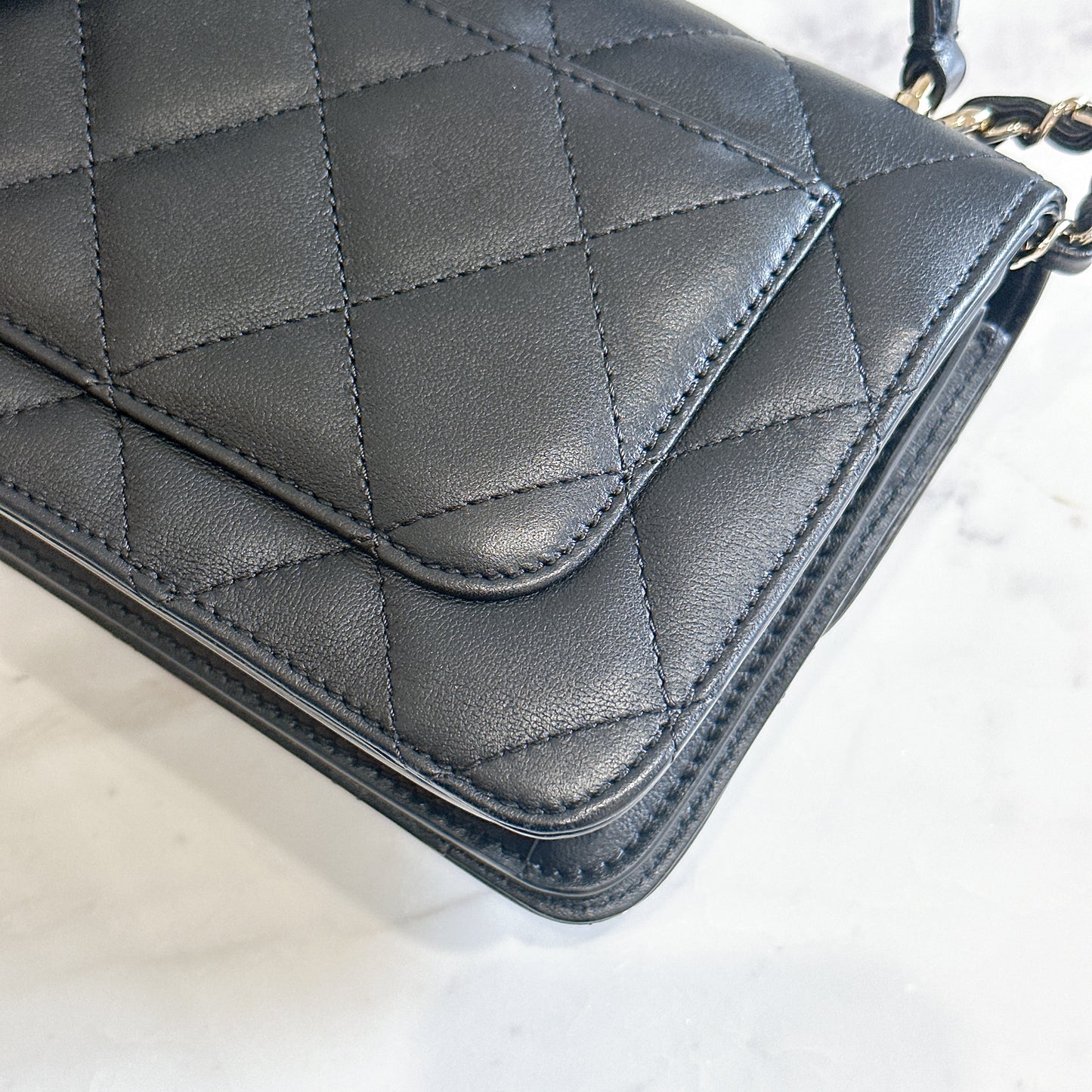 Chanel 21B Top Handle Quilted Black Flap Bag