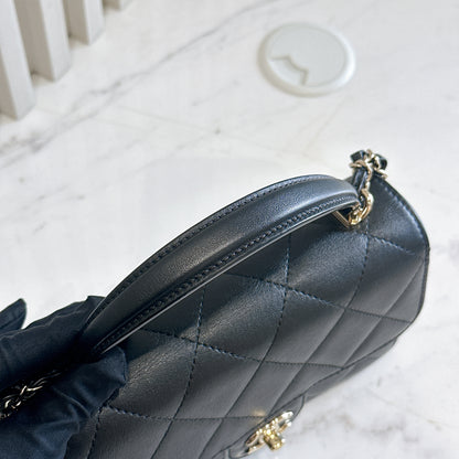 Chanel 21B Top Handle Quilted Black Flap Bag