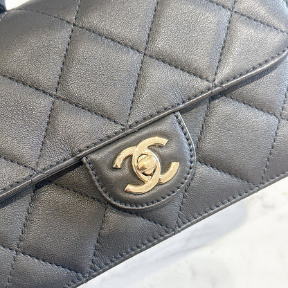 Chanel 21B Top Handle Quilted Black Flap Bag
