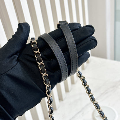 Chanel 21B Top Handle Quilted Black Flap Bag