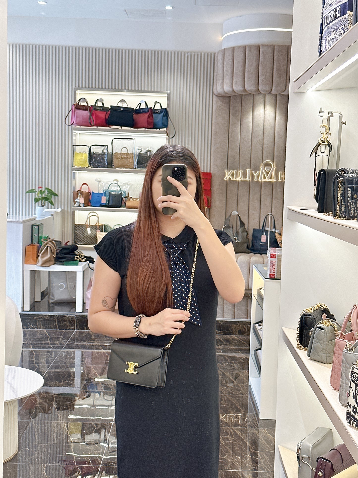 Celine Margo Wallet On Chain in Black