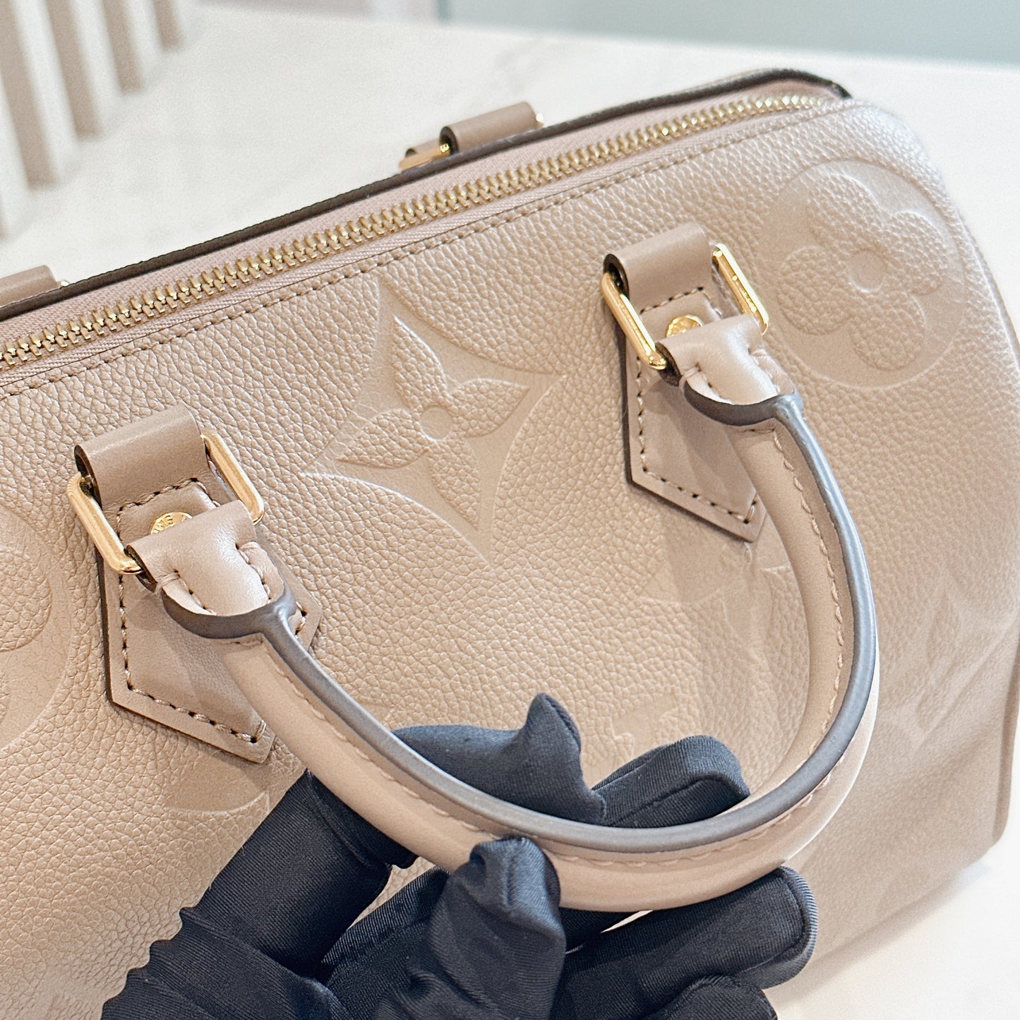 LV Speedy 25 in Tourterelle Empreinte Leather