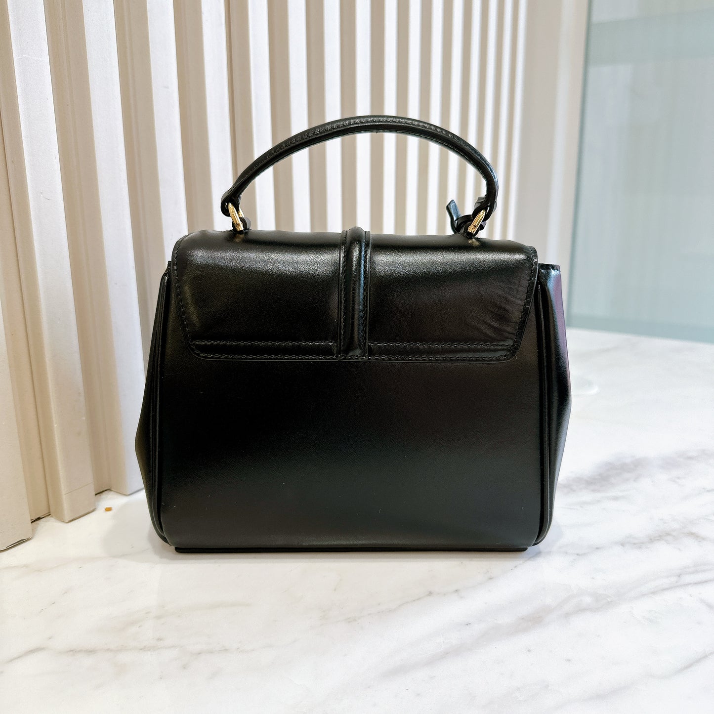 Celine Mini 16 Satinated Calfskin in Black