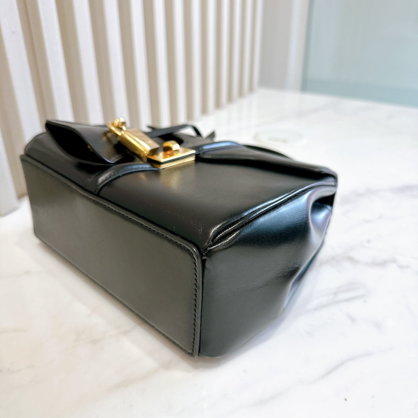 Celine Mini 16 Satinated Calfskin in Black