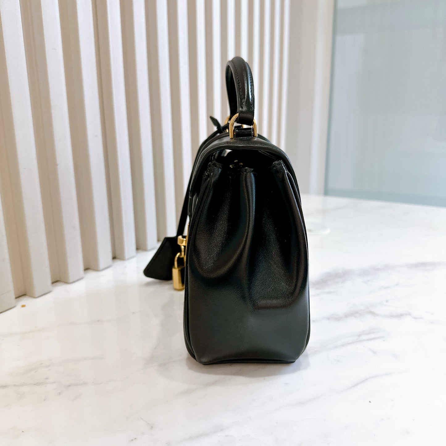 Celine Mini 16 Satinated Calfskin in Black