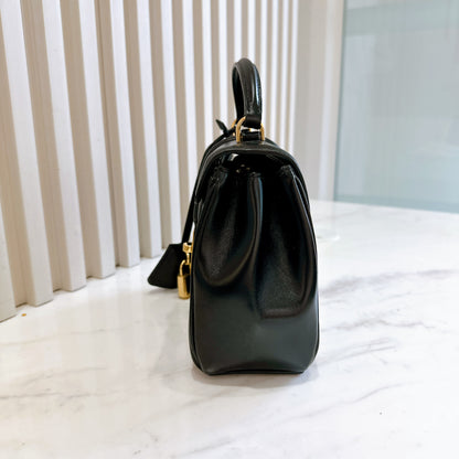 Celine Mini 16 Satinated Calfskin in Black