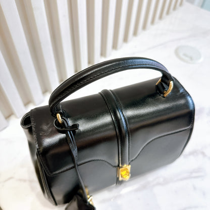 Celine Mini 16 Satinated Calfskin in Black