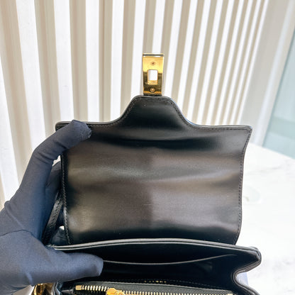 Celine Mini 16 Satinated Calfskin in Black