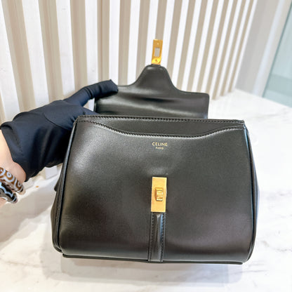 Celine Mini 16 Satinated Calfskin in Black