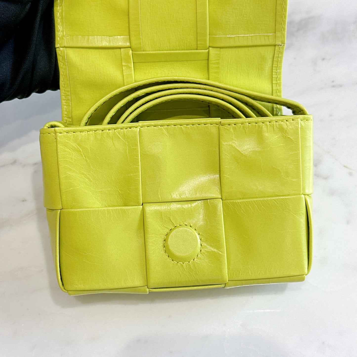 Bottega Veneta Mini Cassette in Lime Green