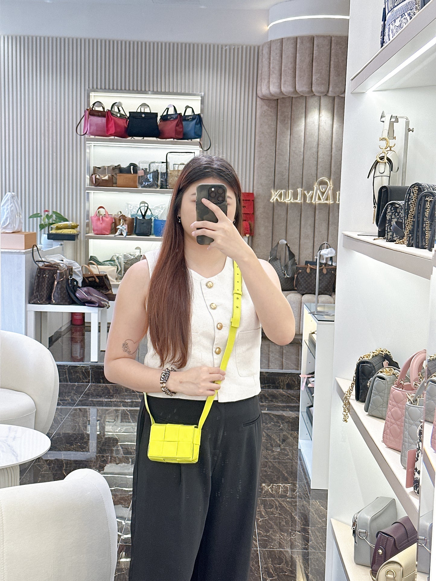 Bottega Veneta Mini Cassette in Lime Green