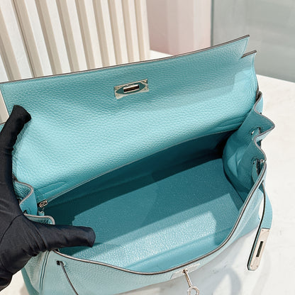 Hermes Kelly 32 Blue Atoll Clemence Leather SHW