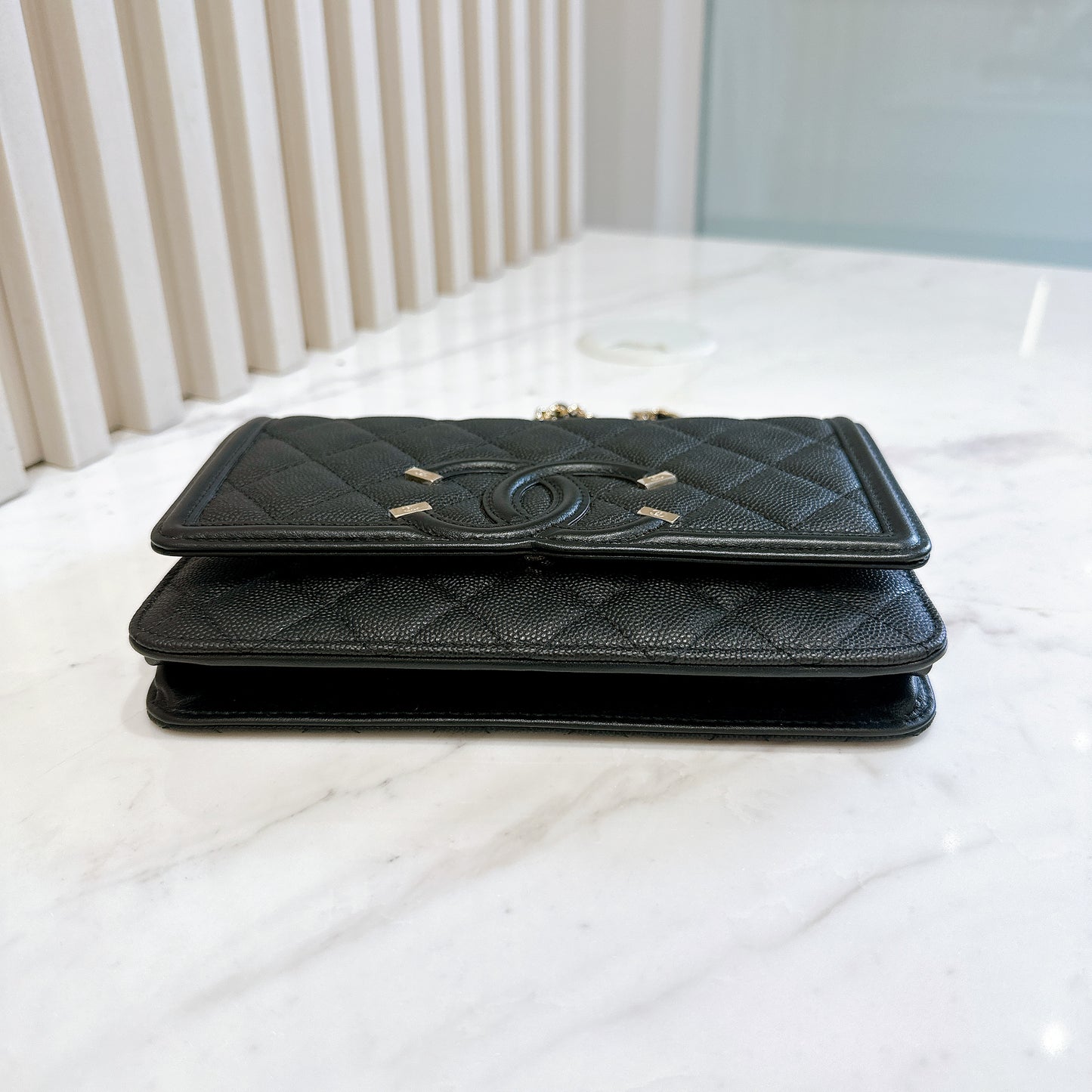 Chanel Filigree Chain Wallet in Black