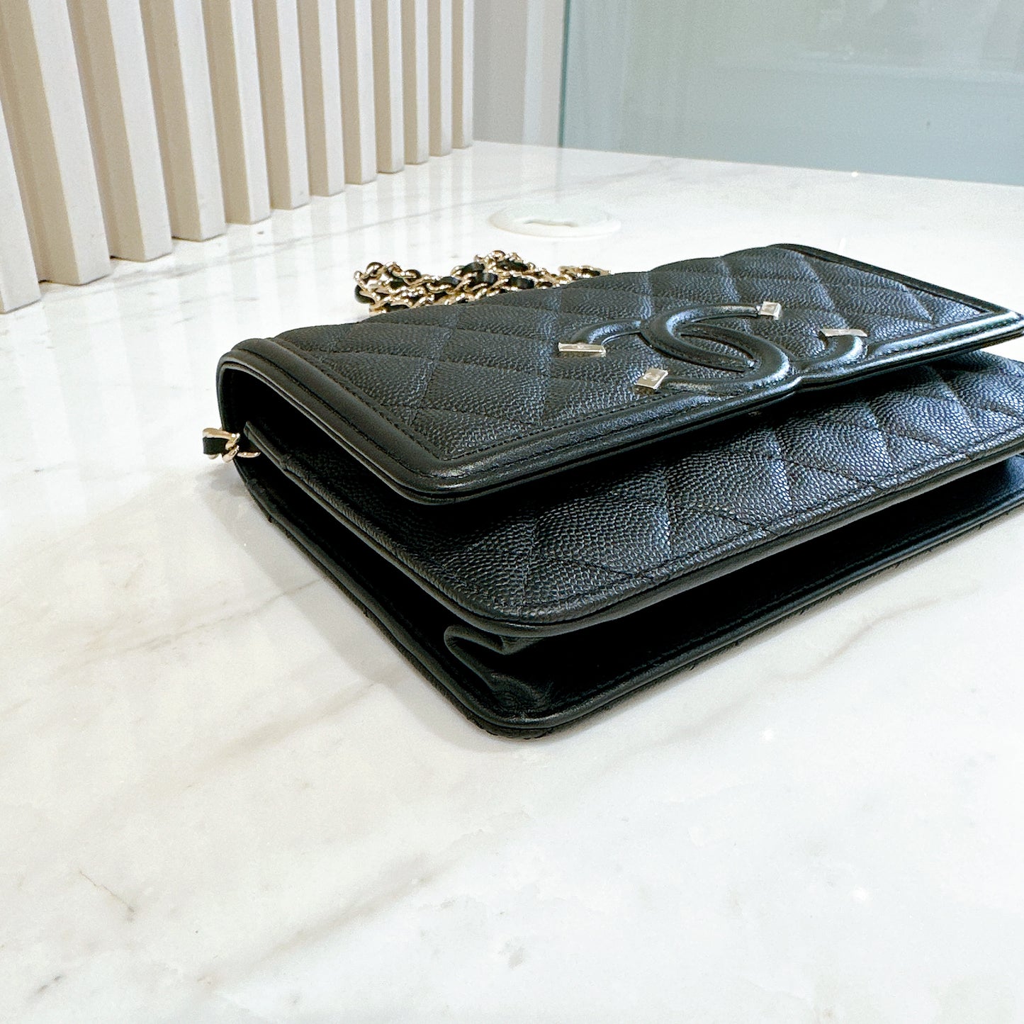 Chanel Filigree Chain Wallet in Black