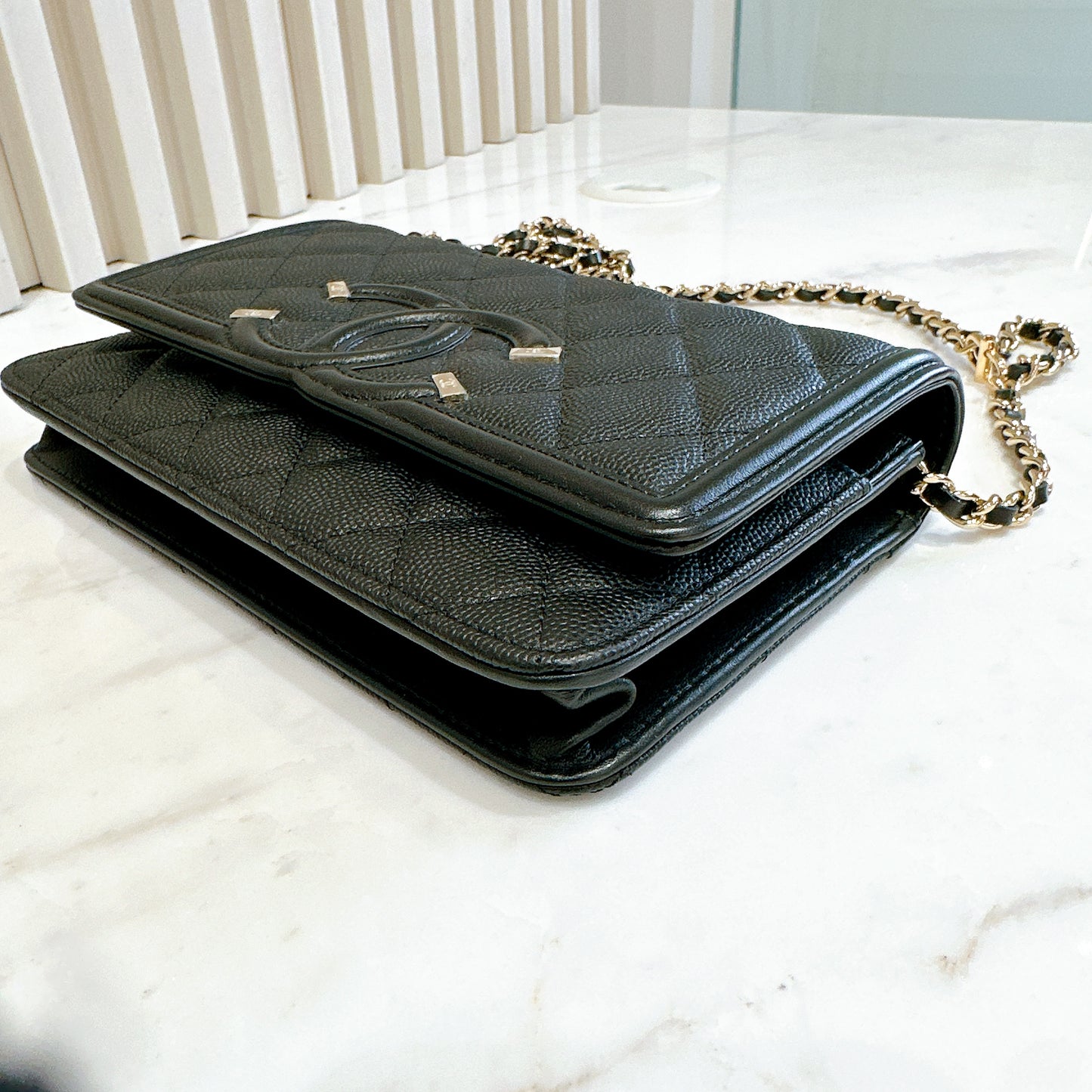 Chanel Filigree Chain Wallet in Black