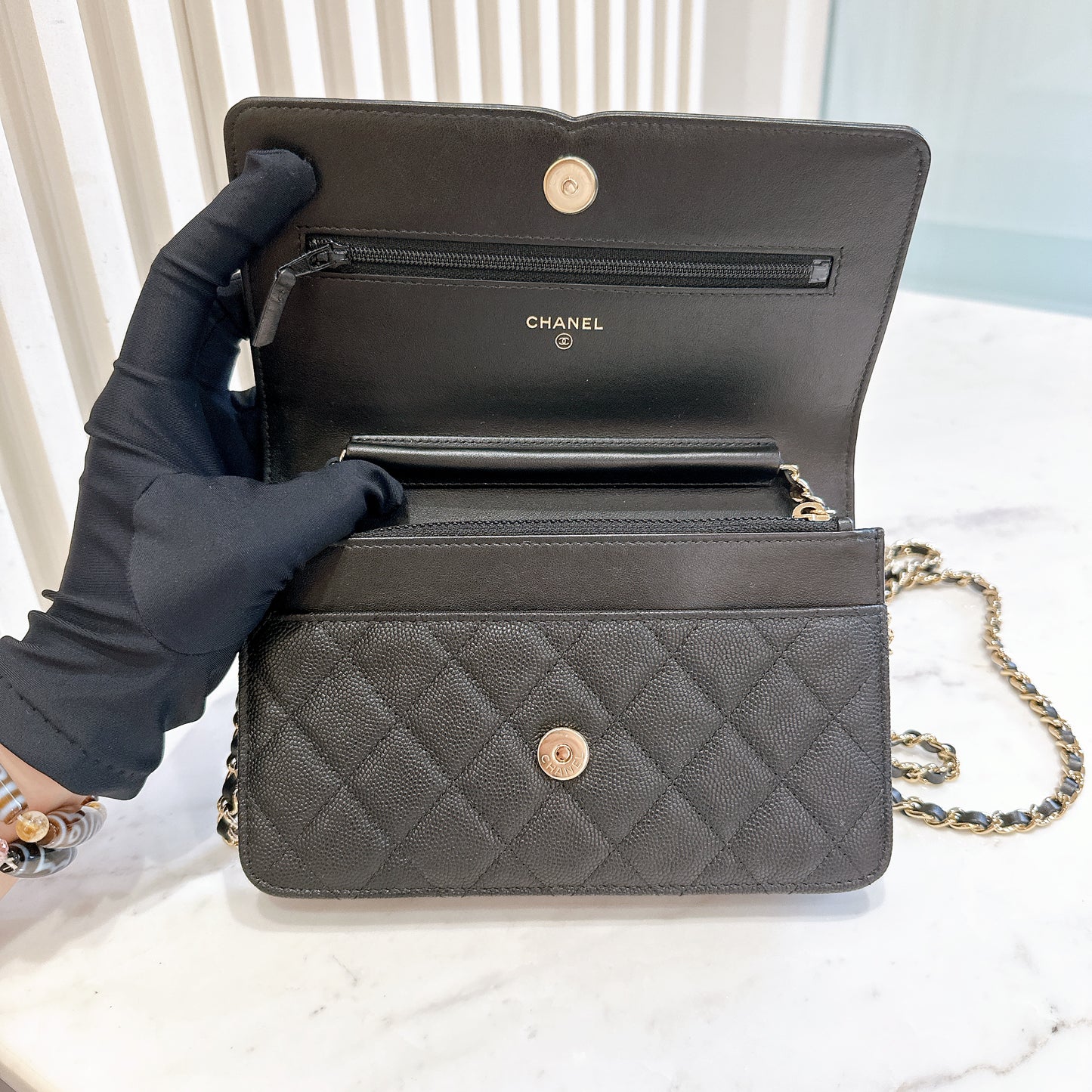 Chanel Filigree Chain Wallet in Black